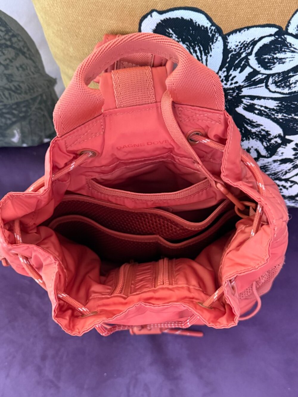 Dagne Dover Nova Sling Bag Orange Drawstring Utility Backpack Crossbody - Picture 3 of 4